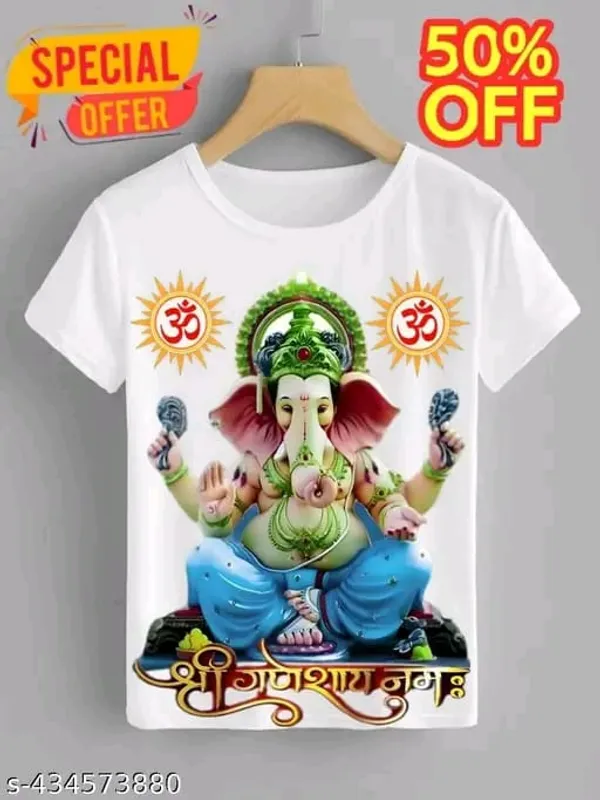 White_Polyester_Ganesh_Kids_T-Shirt_