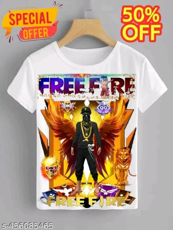Unisex_White_polyester__Free-Fire_Printed_T-Shirts