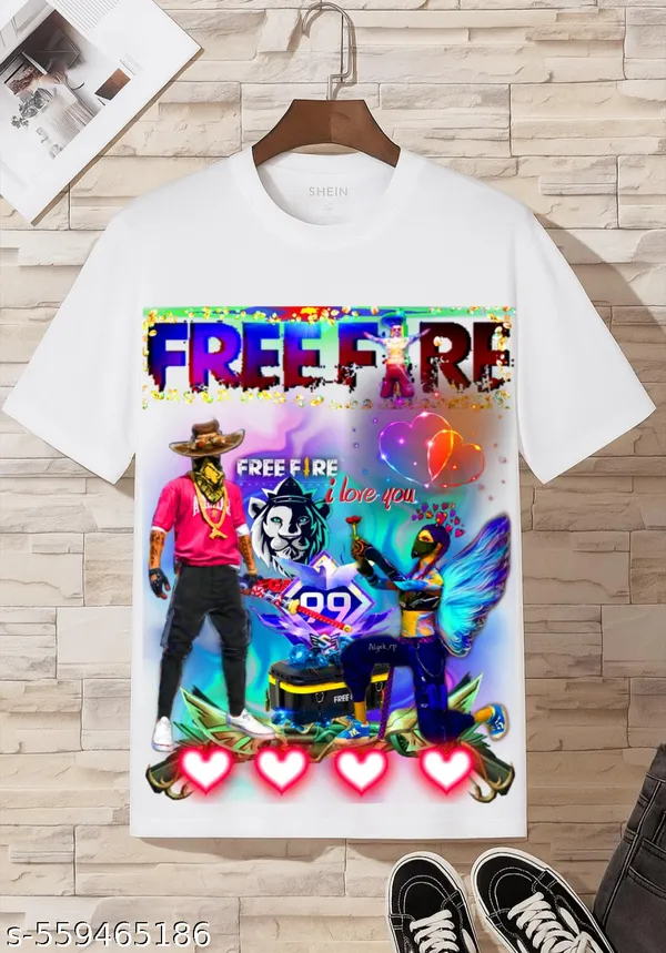 Unisex_White_polyester__Vibrant_Free-Fire_Print_T-Shirts