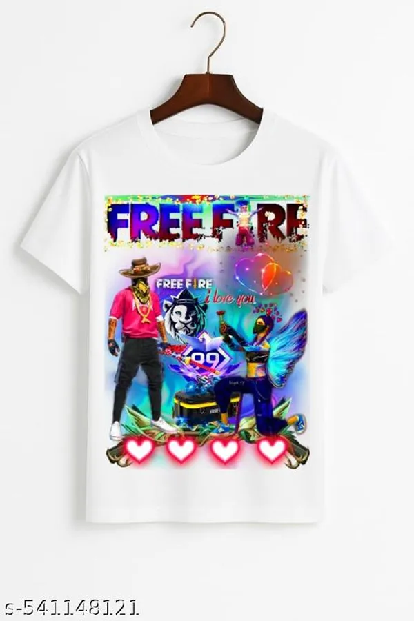 Unisex_White_polyester_Free-Fire_Printed_T-Shirts