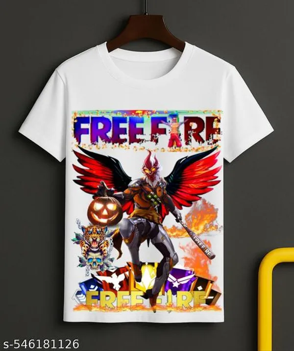 Unisex_White_polyester__New_Trendy_Free-Fire_Printed_T_Shirts