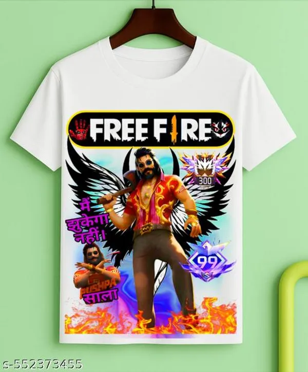 Unisex_White_polyester__New_Trendy_Free-Fire_Printed_T_Shirts