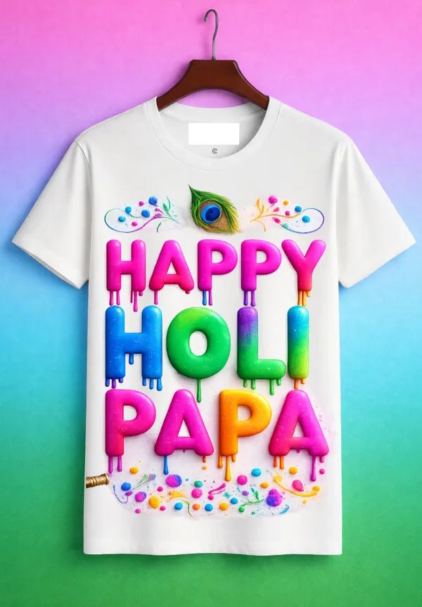 White_Holi_Printed_T-Shirt_For_Children