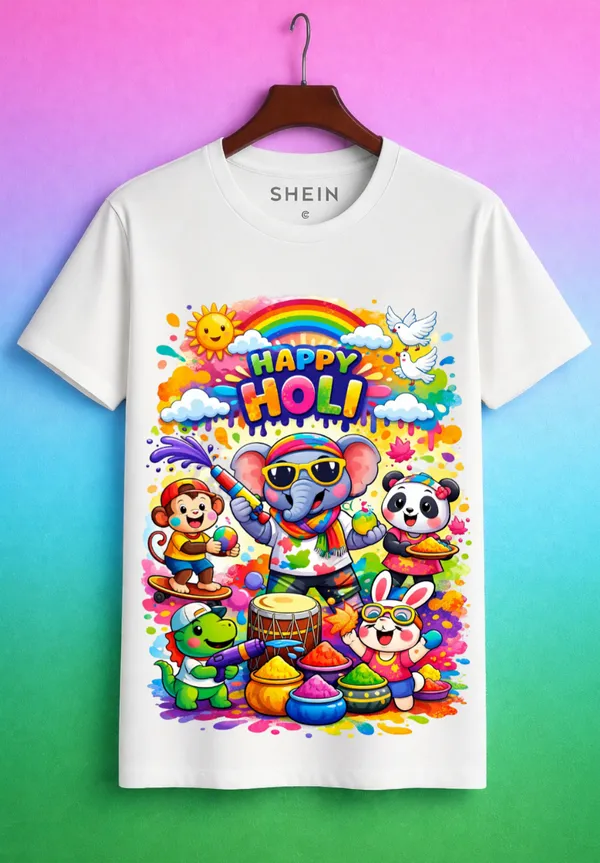 White_Premium_Holi_Printed_T-Shirt_For_Kids
