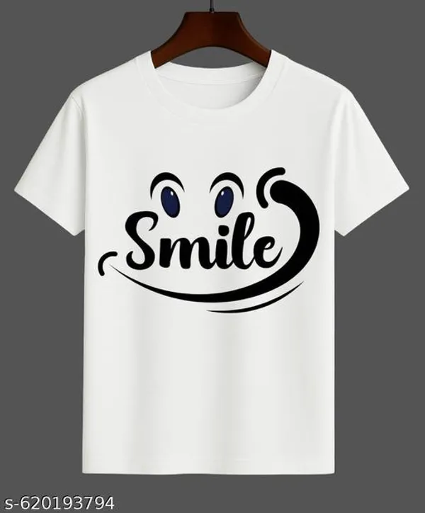 Unisex_White_polyester__Smile_Printed_T_Shirts