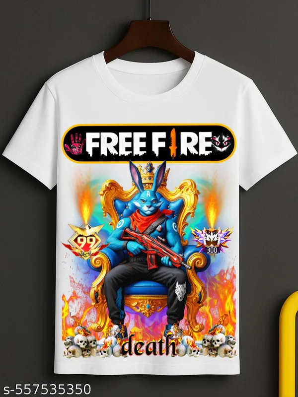Unisex_White_polyester__Free-Fire_Printed_T-Shirts