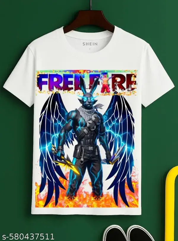 Unisex_White_polyester_Free-Fire_Printed_T-Shirts