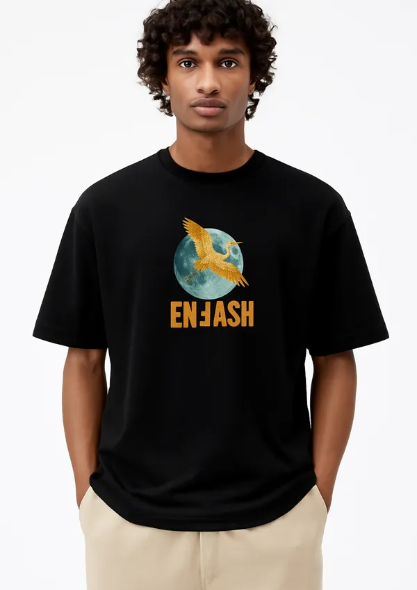 Golden_Cranes_&_Moon_Oversized_T-Shirt_Unisex_Graphic_Tee_|_Streetwear_Fashion