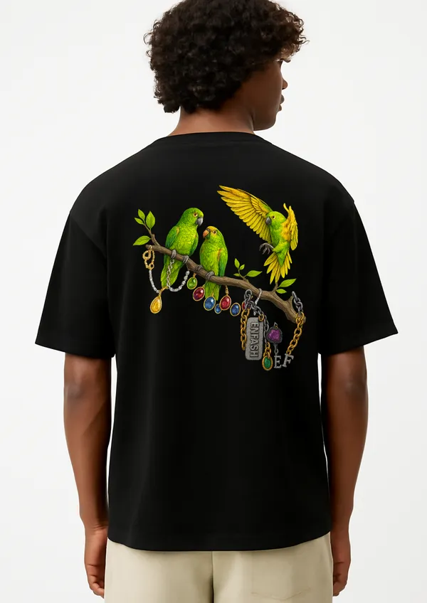 Parrots_&_Jewellery_Oversized_T-Shirt_Unisex_Graphic_Tee_|_Streetwear_Fashion