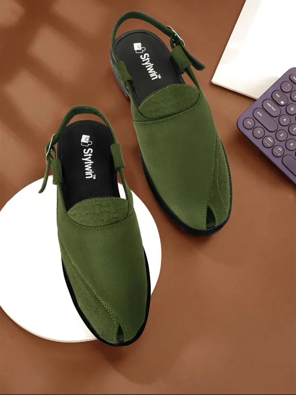 Green_Synthetic_Leather_Premium_&_Elegant_Platform_Heel_Sandal_For_Men