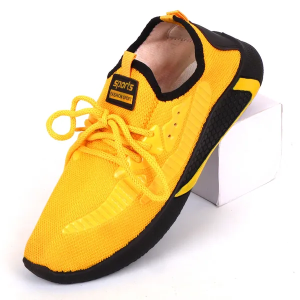 Yellow_Mesh_Fabric_With_Synthetic_Shoes_For_Casual_Daily_Wear