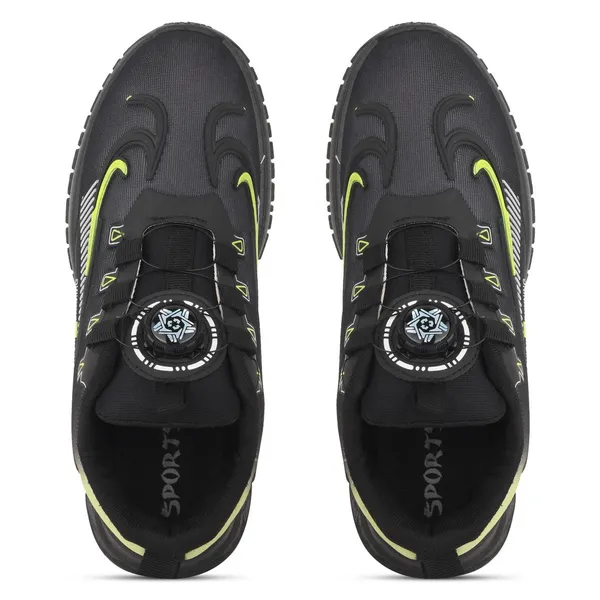 Black_With_Green_Mesh_Upper_Eva_Rubber_Sole_Shoes_For_Gym_&_Light_Running