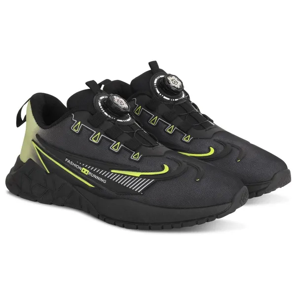 Black_With_Green_Mesh_Upper_Eva_Rubber_Sole_Shoes_For_Gym_&_Light_Running