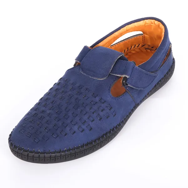 Blue_Synthetic_Suede_Faux_Leather_Shoes_For_Running_&_Training