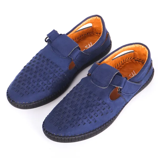 Blue_Synthetic_Suede_Faux_Leather_Shoes_For_Running_&_Training