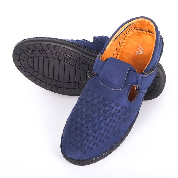 Blue_Synthetic_Suede_Faux_Leather_Shoes_For_Running_&_Training