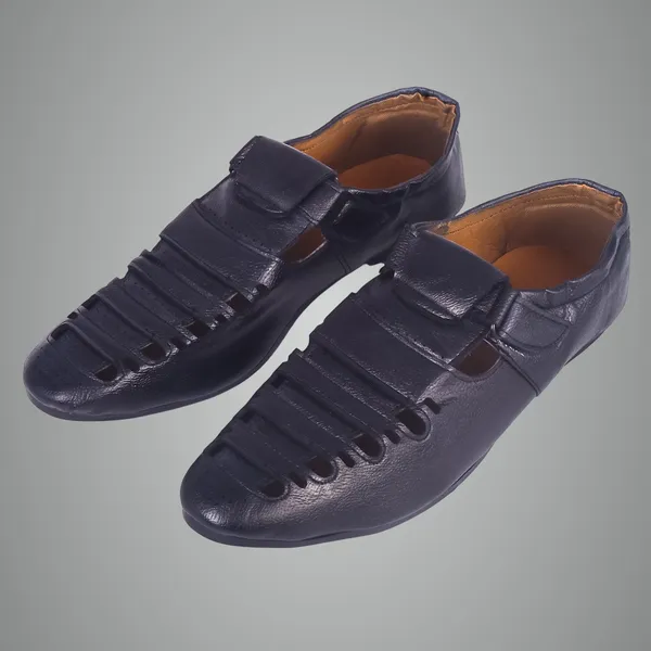 Dark_Blue_Synthetic_Leather_Upper_Rubber_Sole_Shoes_For_Casual_&_Light_Activity
