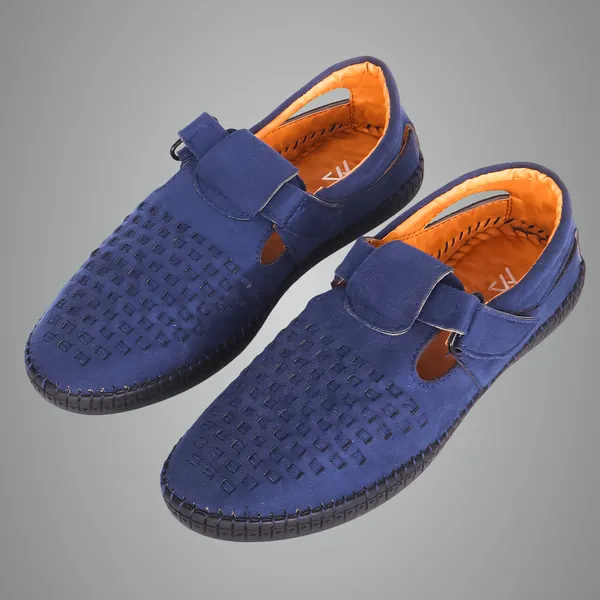 Blue_Synthetic_Suede_Faux_Leather_Shoes_For_Running_&_Training