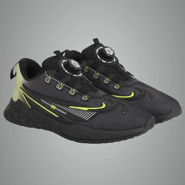 Black_With_Green_Mesh_Upper_Eva_Rubber_Sole_Shoes_For_Gym_&_Light_Running