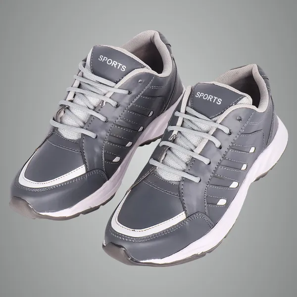 Grey_Synthetic_Leather_Upper_Pvc_Rubber_Sole_Shoes_For_Athletic_Activities
