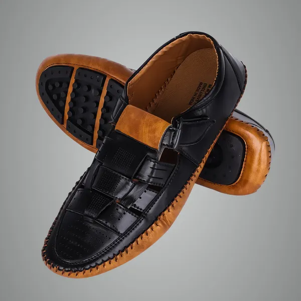 Black_Synthetic_Leather_Upper_Tpr_Rubber_Sole_Shoes_For_Urban_Running