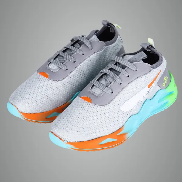 Grey_Synthetic_Pu_Leather_Shoes_For_Long_Distance_Running