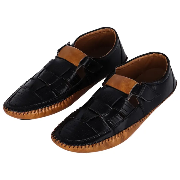 Black_Synthetic_Leather_Upper_Tpr_Rubber_Sole_Shoes_For_Urban_Running