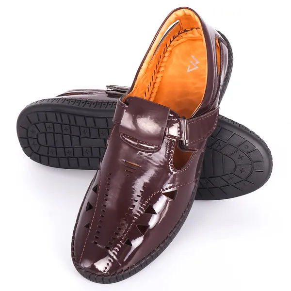 Brown_Synthetic_Pu_Leather_Shoes_For_Daily_Running