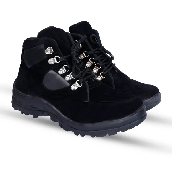 Black_Synthetic_Suede_Upper_Rubber_Sole_Shoes_For_Hiking_&_Trail_Activities
