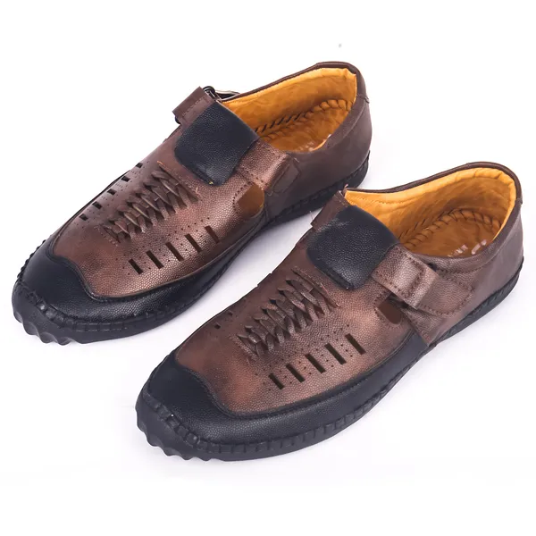 Dark_Brown_Laser_Cut_Loafer_Or_Roman_Sandal_Shoe_Shoes_For_Flexible_Training