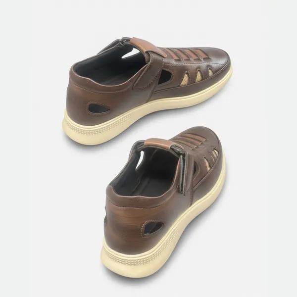 Brown_Synthetic_Leather_Upper_Foam_Insole_Tpr_Sole_Shoes_For_Trail_Running_&_Outdoors