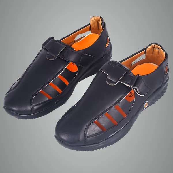 Black_Synthetic_Leather_Upper_Pu_Rubber_Sole_Shoes_For_Casual_&_Active_Wear