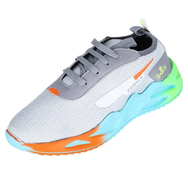 Grey_Synthetic_Pu_Leather_Shoes_For_Long_Distance_Running