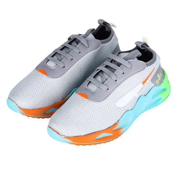 Grey_Synthetic_Pu_Leather_Shoes_For_Long_Distance_Running