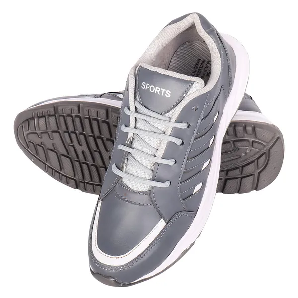 Grey_Synthetic_Leather_Upper_Pvc_Rubber_Sole_Shoes_For_Athletic_Activities