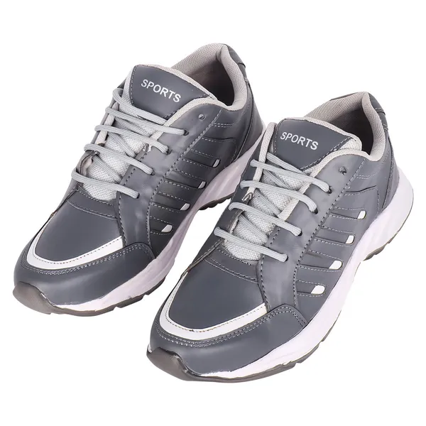 Grey_Synthetic_Leather_Upper_Pvc_Rubber_Sole_Shoes_For_Athletic_Activities