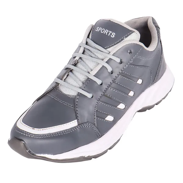 Grey_Synthetic_Leather_Upper_Pvc_Rubber_Sole_Shoes_For_Athletic_Activities