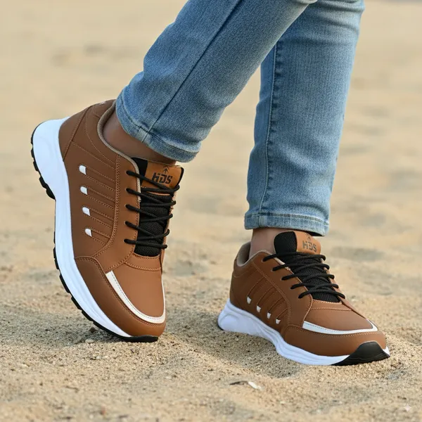 Brown_Synthetic_Leather_Upper_Pvc_Rubber_Sole_Shoes_For_Gym_&_Weight_Training