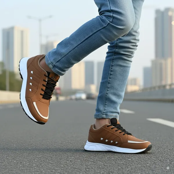 Brown_Synthetic_Leather_Upper_Pvc_Rubber_Sole_Shoes_For_Gym_&_Weight_Training