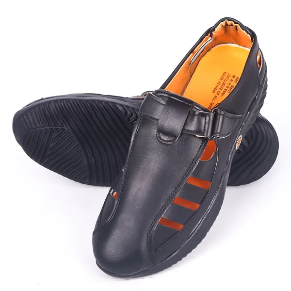 Black_Synthetic_Leather_Upper_Pu_Rubber_Sole_Shoes_For_Casual_&_Active_Wear