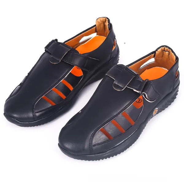 Black_Synthetic_Leather_Upper_Pu_Rubber_Sole_Shoes_For_Casual_&_Active_Wear