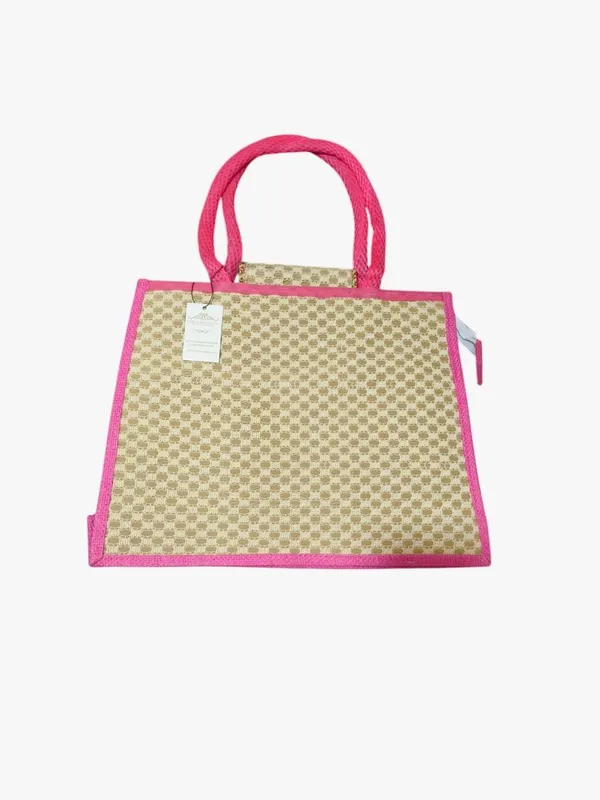 Pink_Premium_Jute_Handcrafted_Multipurpose_Bag_For_Women