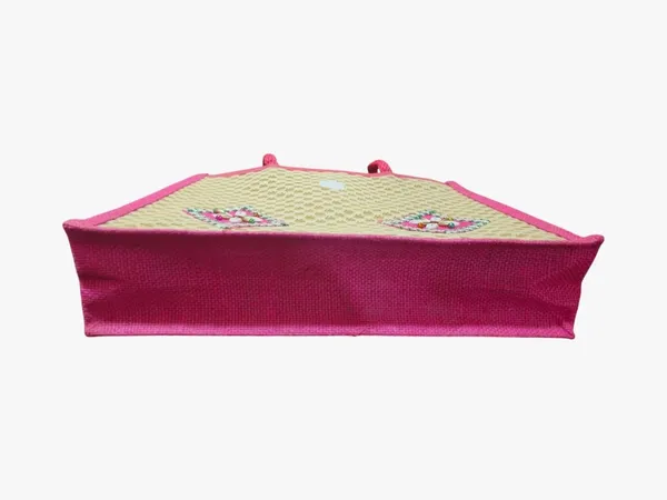 Pink_Premium_Jute_Handcrafted_Multipurpose_Bag_For_Women
