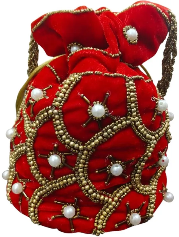 Red_Premium_Velvet_Potli_Bag_For_Women