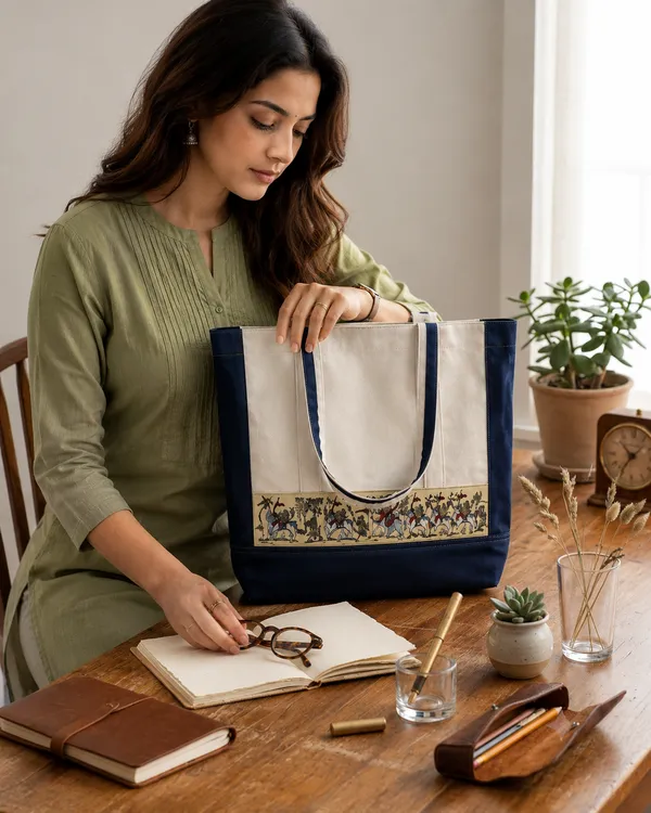 Premium_Canvas_&_Denim_Tote_Bag_with_Traditional_Art_Print_|_Reusable_Shopping,_Office_&_Travel_Shoulder_Bag_for_Women_Get_Free_Neckband_Till_Dhanteras