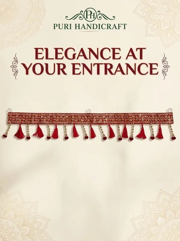 Puri_Handicraft_Traditional_Red_&_Gold_Embroidered_Door_Toran_|_Decorative_Bandhanwar_with_Tassels_&_Hanging_Bells_|_Festive_Entrance_Hanging_for_Home,_Temple_&_Wedding_Decor_|_40_x_6_Inch