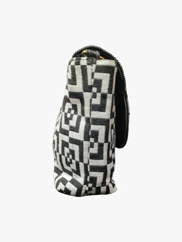 Artisanal_Monochrome_Geometric_Jacquard_Sling_Bag_|_Handcrafted_Crossbody_with_Zippered_Flap_Detail