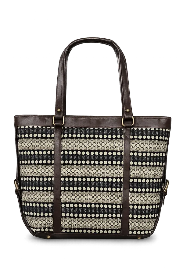 Black_&_White_Striped_Women’s_Tote_Bag_with_Brown_Faux_Leather_Handles