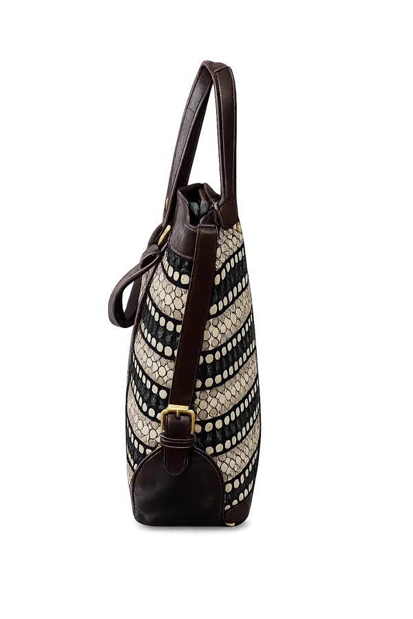 Black_&_White_Striped_Women’s_Tote_Bag_with_Brown_Faux_Leather_Handles