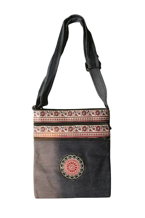 Denim_Crossbody_Sling_Bag_for_Women_|_Madhubani_Art_Inspired_Sustainable_Handbag_|_Multi-Zipper_Travel_Messenger_Bag
